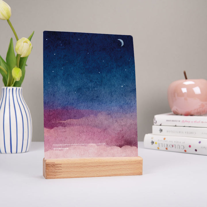 Cadou romantic pentru iubit - Mini tablou in suport de lemn cu poza si QR cod - Lovely Night - wonderstore - spate