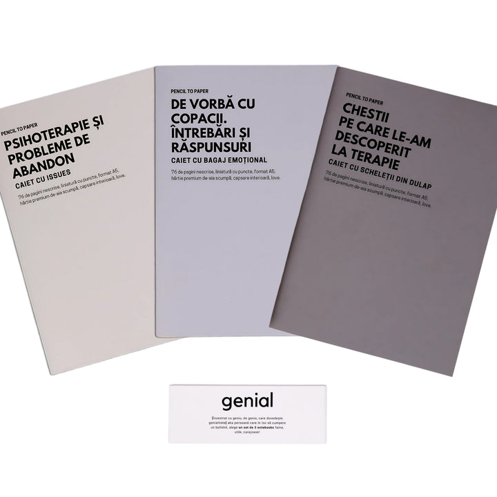 Cadou amuzant pentru prieteni - Set de 3 caiete geniale - Exorcizari pe hartie