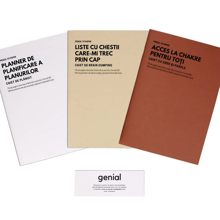 Cadou amuzant pentru femei organizate - Set de 3 caiete geniale - Liste, bullets si check points