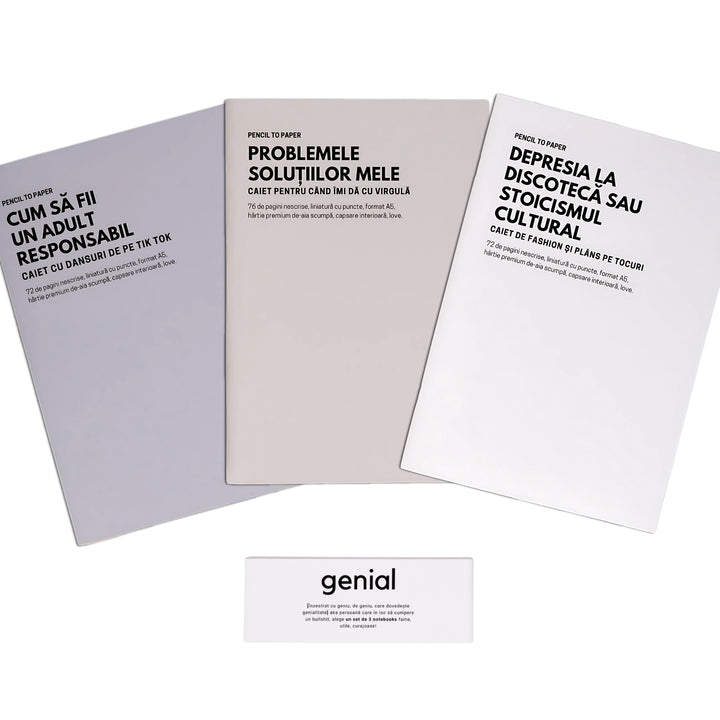 Cadou amuzant pentru femei - Set de 3 caiete geniale - Pagini de eliberare emotionala