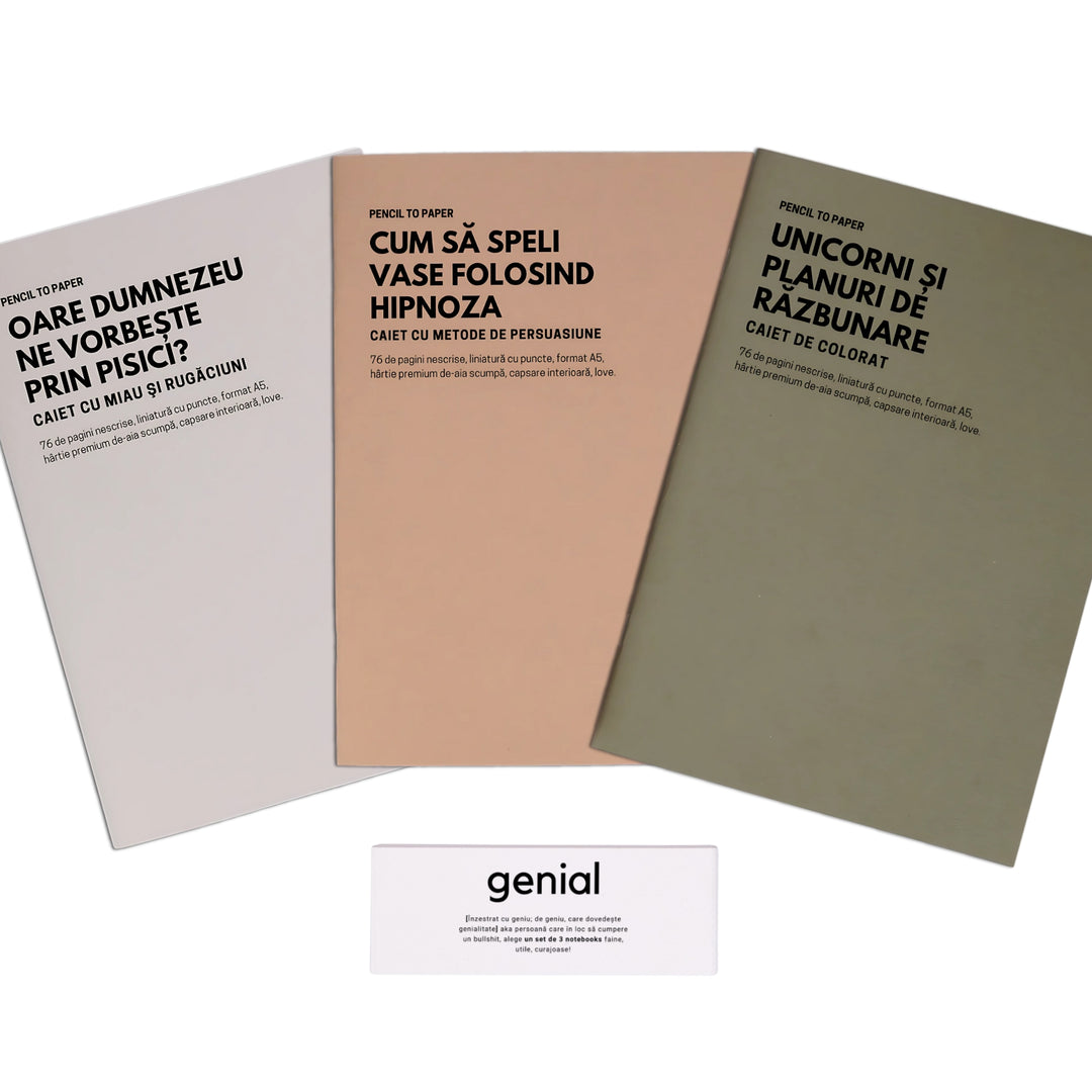 Cadou amuzant pentru fete - Set de 3 caiete geniale - Idei pentru destresare