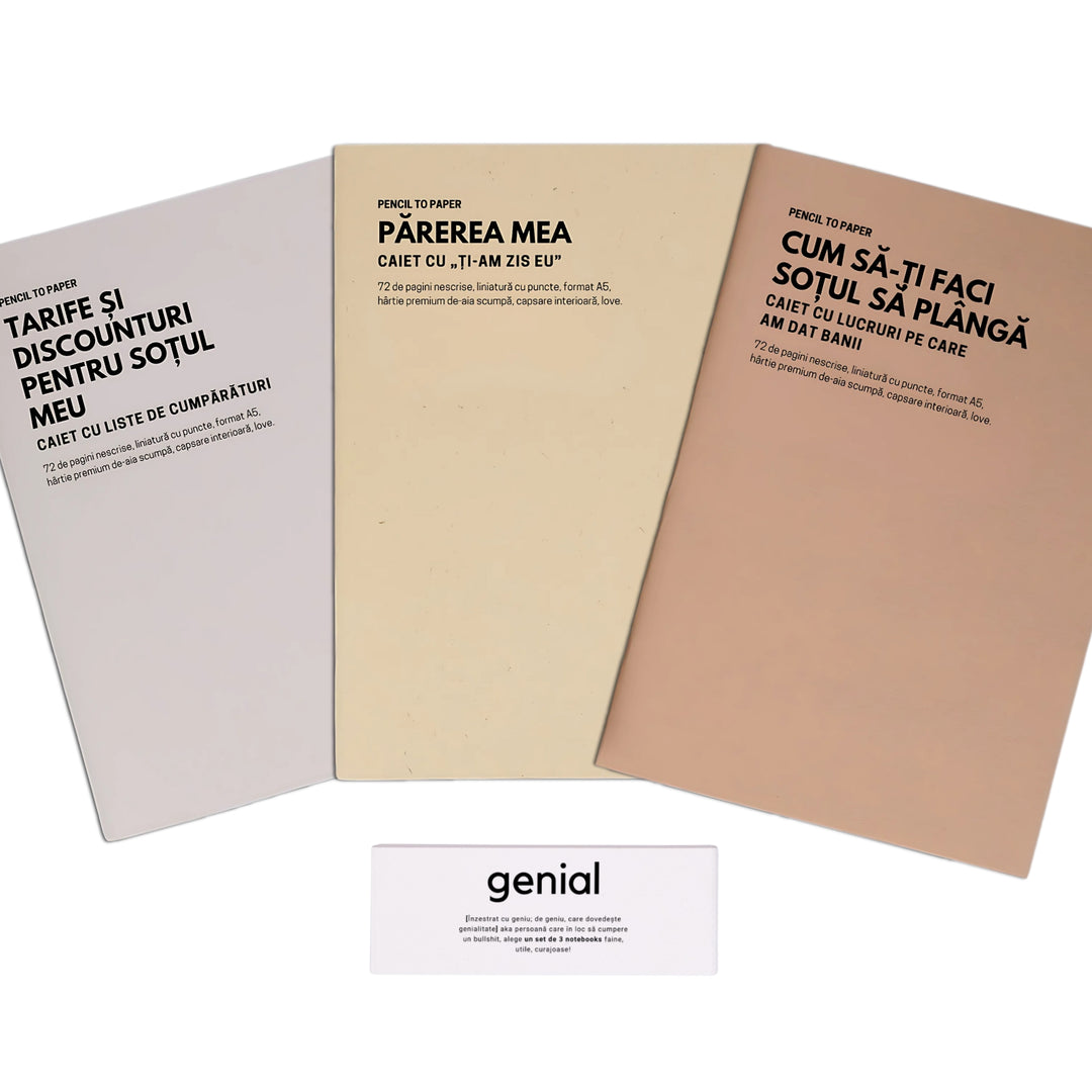 Cadou amuzant pentru sot - Set de 3 caiete geniale - Liste pentru dezaglomerat mintea