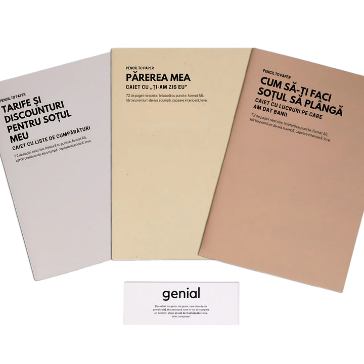 Cadou amuzant pentru sot - Set de 3 caiete geniale - Liste pentru dezaglomerat mintea