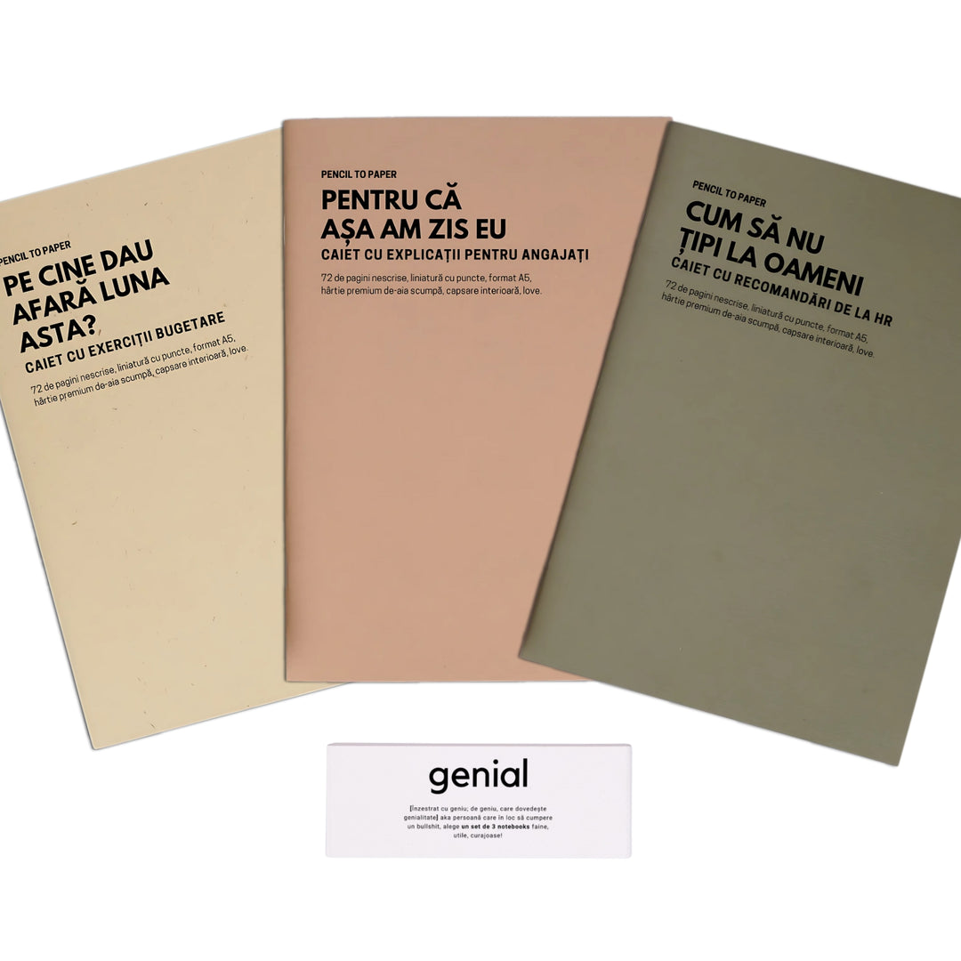 Cadou amuzant pentru sef - Set de 3 caiete geniale - Exercitii de leadership pentru lideri seriosi