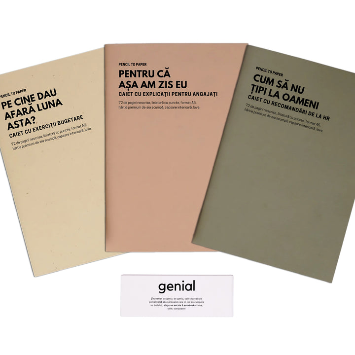 Cadou amuzant pentru sef - Set de 3 caiete geniale - Exercitii de leadership pentru lideri seriosi