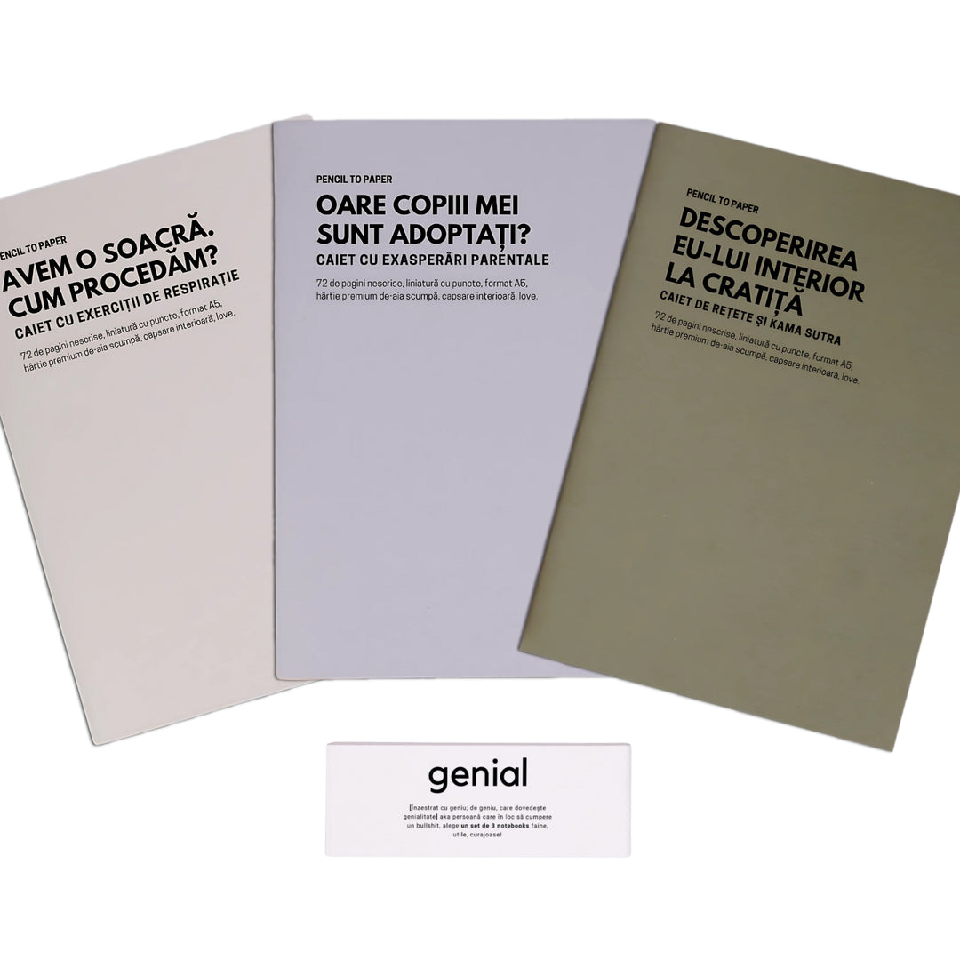 Cadou amuzant pentru barbati - Set de 3 caiete geniale - Instrumente de destresare pentru capul familiei