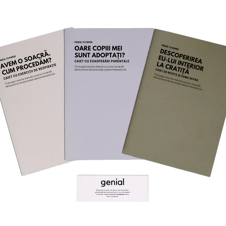 Cadou amuzant pentru barbati - Set de 3 caiete geniale - Instrumente de destresare pentru capul familiei