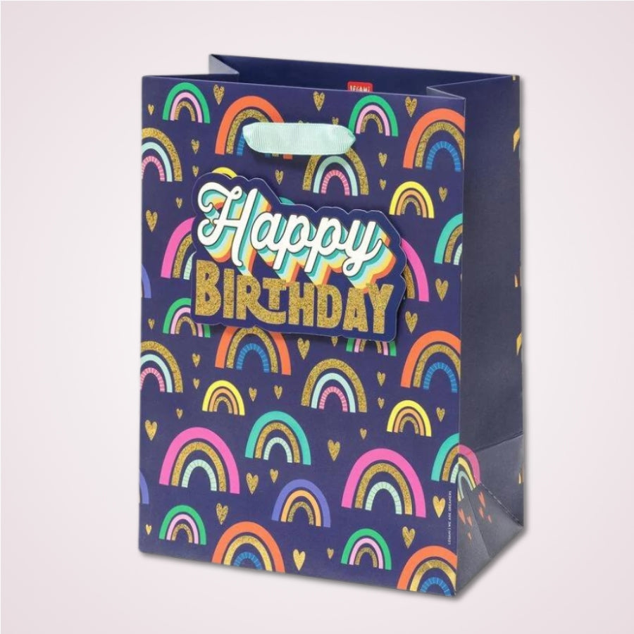 Punga de cadou marime mare - Happy Birthday Rainbow