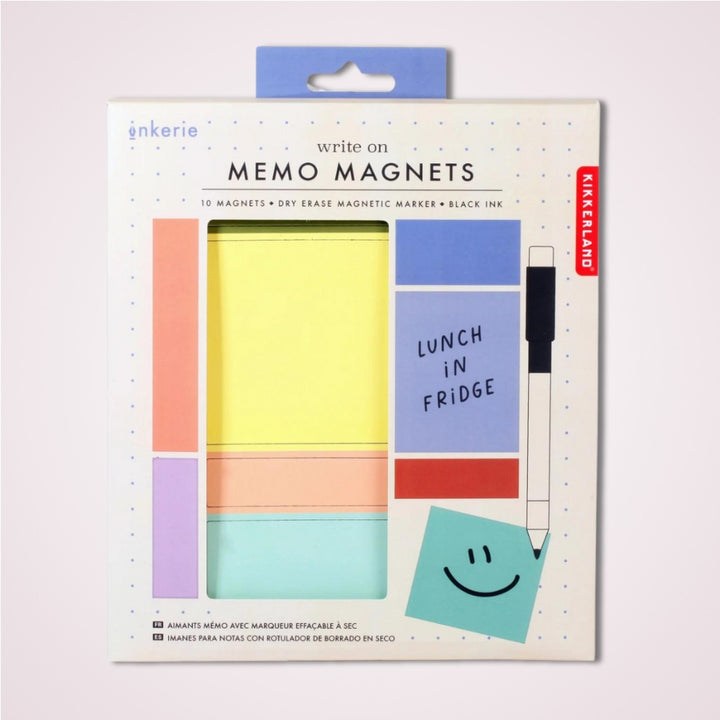 Set 10 magneti pentru notite cu marker si burete de sters - Memo Magnets - in cutie