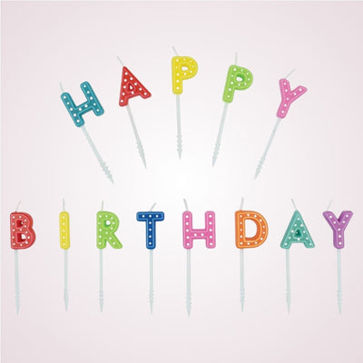 Lumanari colorate pentru tort aniversar - Happy Birthday - detaliu