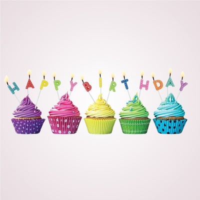 Lumanari colorate pentru tort aniversar - Happy Birthday - in briose