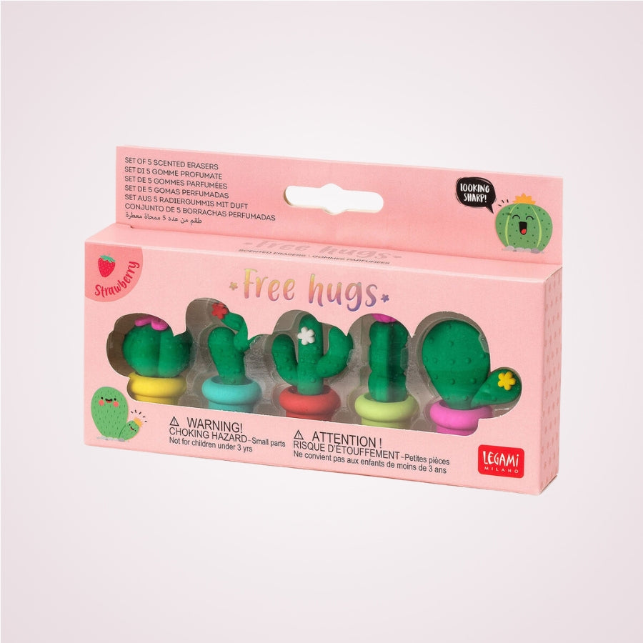 Cutie cu Set radiere parfumate in forma de cactus - Free Hugs