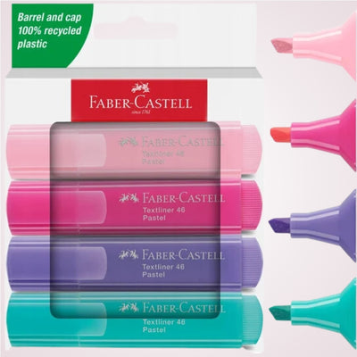 Set 4 markere de text in culori pastelate Faber-Castell - prim plan varfuri