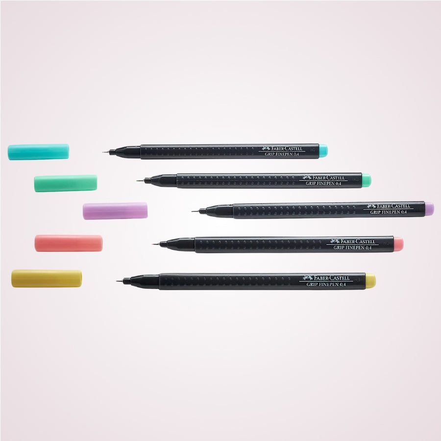 Set 5 linere in culori pastelate cu varf de 0.4 mm Faber-Castell - fara capace