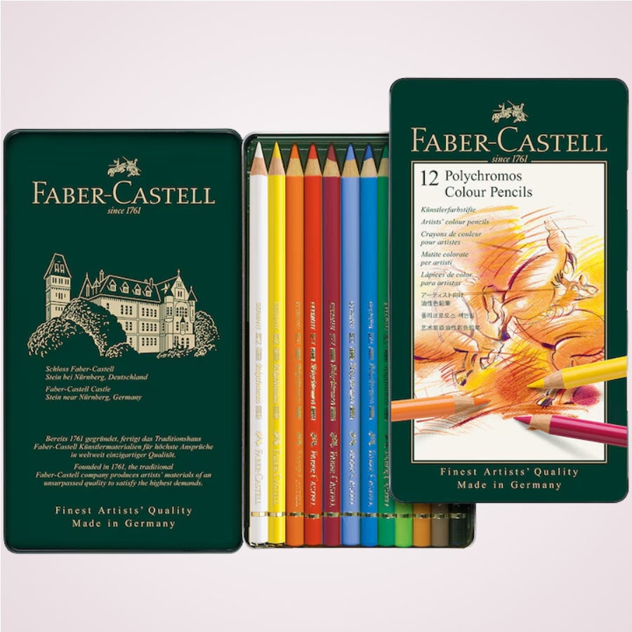 Set cadou cu 12 creioane colorate pentru artisti Polychromos Faber-Castell 1