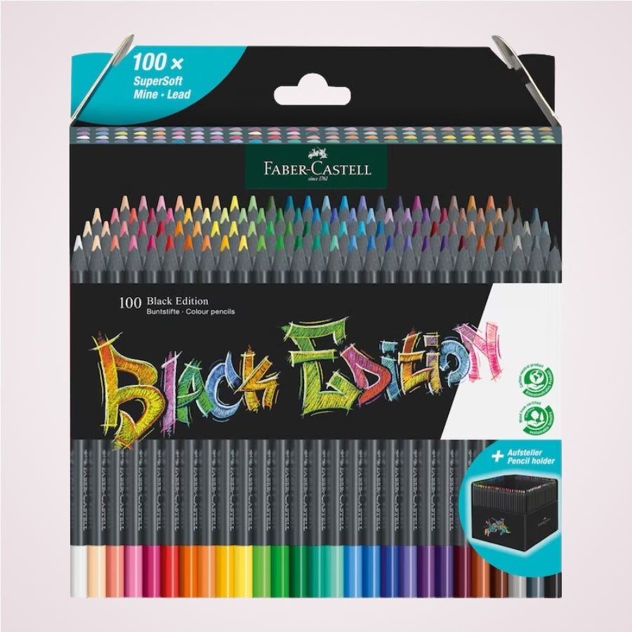 Set cadou premium cu 100 de creioane colorate din lemn negru black edition Faber-Castell 1