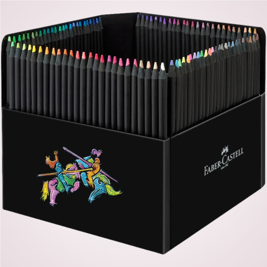 Set cadou premium cu 100 de creioane colorate din lemn negru black edition Faber-Castell