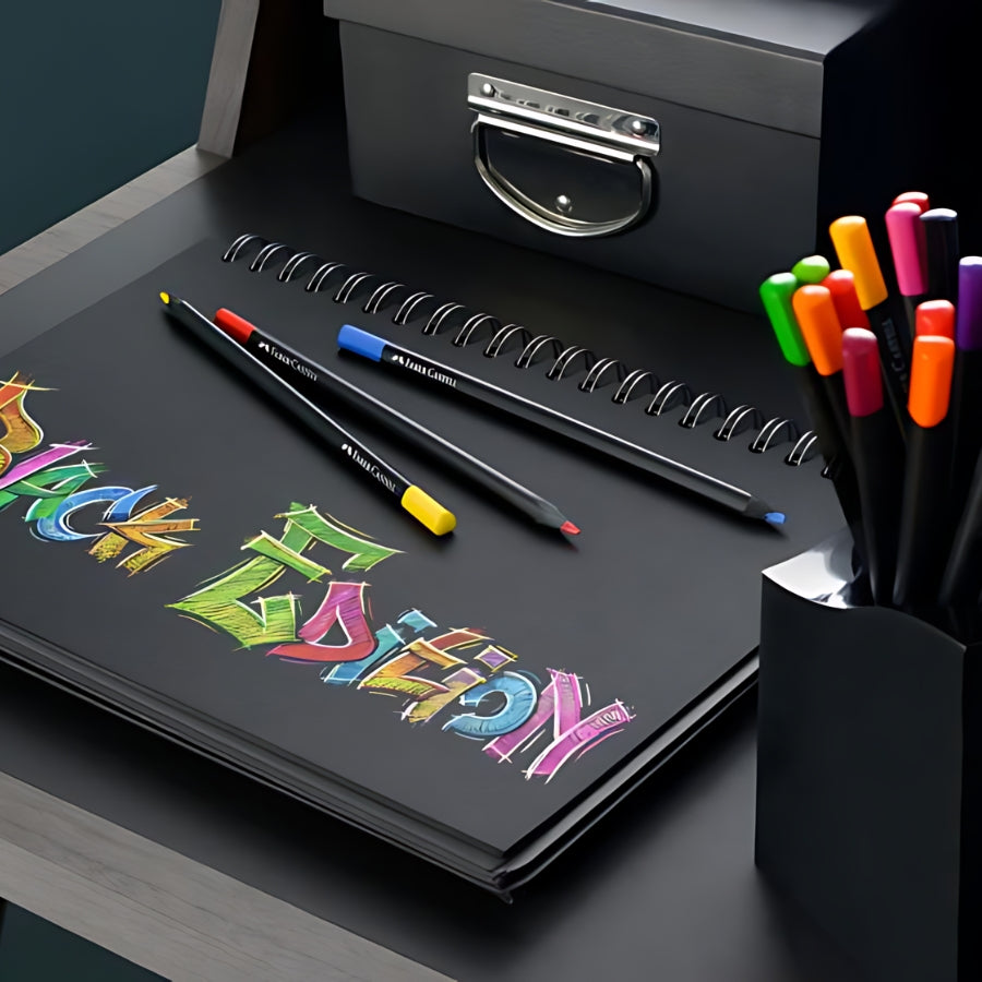 Set cadou premium cu 100 de creioane colorate din lemn negru black edition Faber-Castell 3