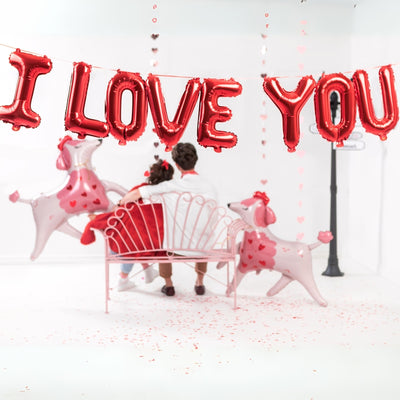 Decor Set litere gonflabile rosu - I love you