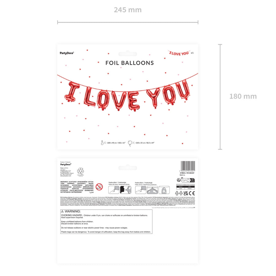 Set litere gonflabile rosu - I love you - in ambalaj