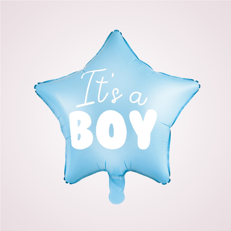 Balon albastru in forma de stea pentru baby shower / gender reveal - It's a boy