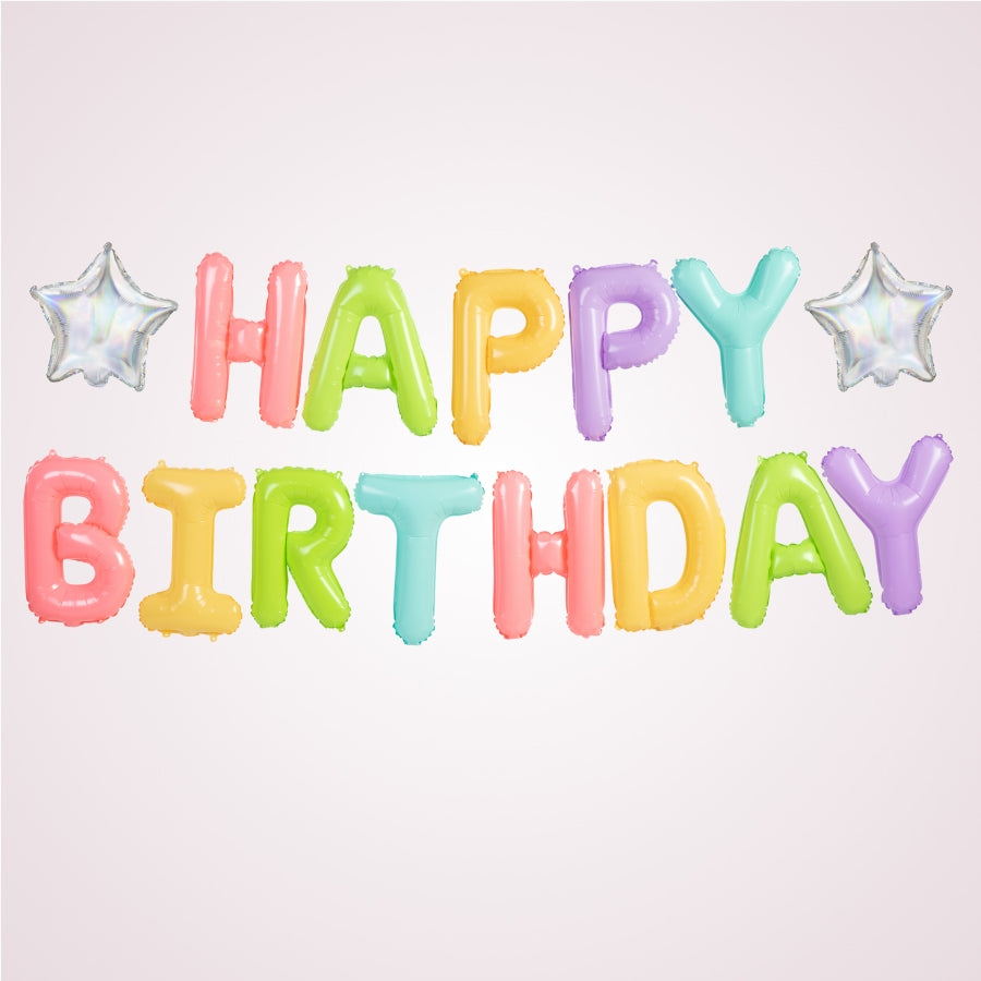 Set litere gonflabile pastel pentru petreceri aniversare - Happy Birthday