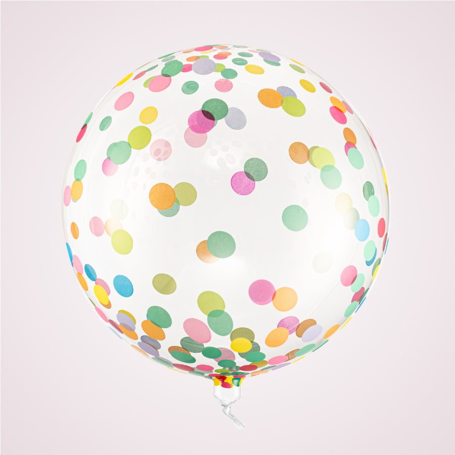 Balon rotund transparent cu buline colorate - Orbz