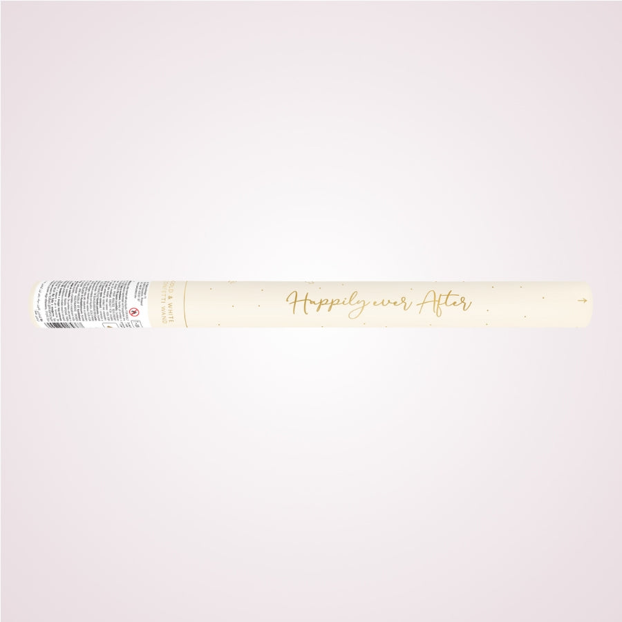 Tub manual confetti pentru nunta alb cu auriu - Happily ever after