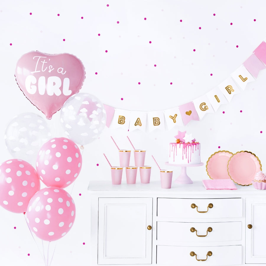 decor petrecere cu Set 49 accesorii pentru petrecere baby shower fetita - It's a girl