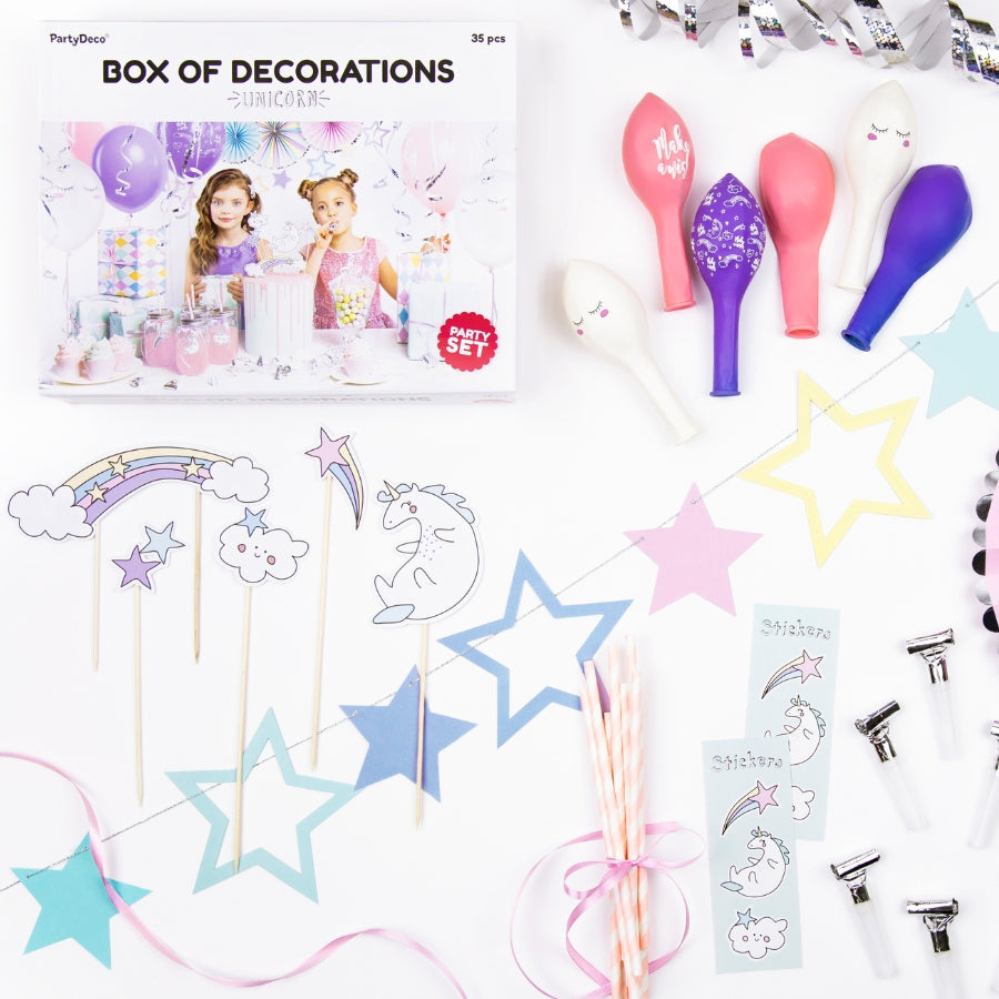 Set decoratiuni de petrecere aniversara tematica pentru fete - Unicorn