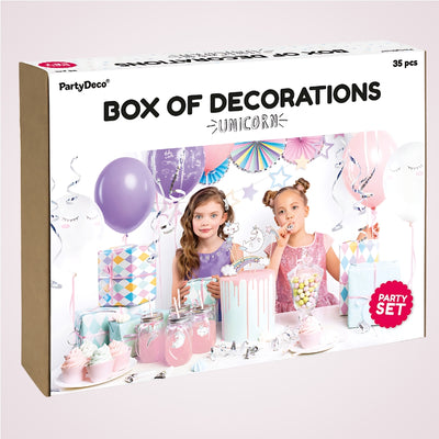 Cutie Set decoratiuni de petrecere aniversara tematica pentru fete - Unicorn