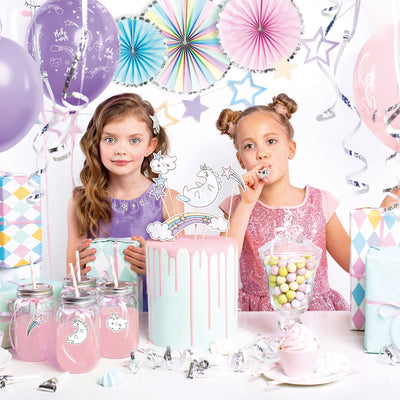 Decor party cu Set decoratiuni de petrecere aniversara tematica pentru fete - Unicorn