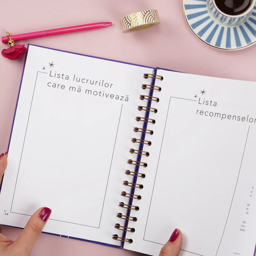 Planner format A5, nedatat, in limba romana, pentru obiceiuri si rutine sanatoase - Dreamplifier - motivatii si recompense