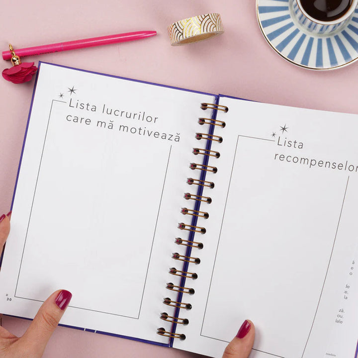 Planner format A5, nedatat, in limba romana, pentru obiceiuri si rutine sanatoase - Dreamplifier - motivatii si recompense