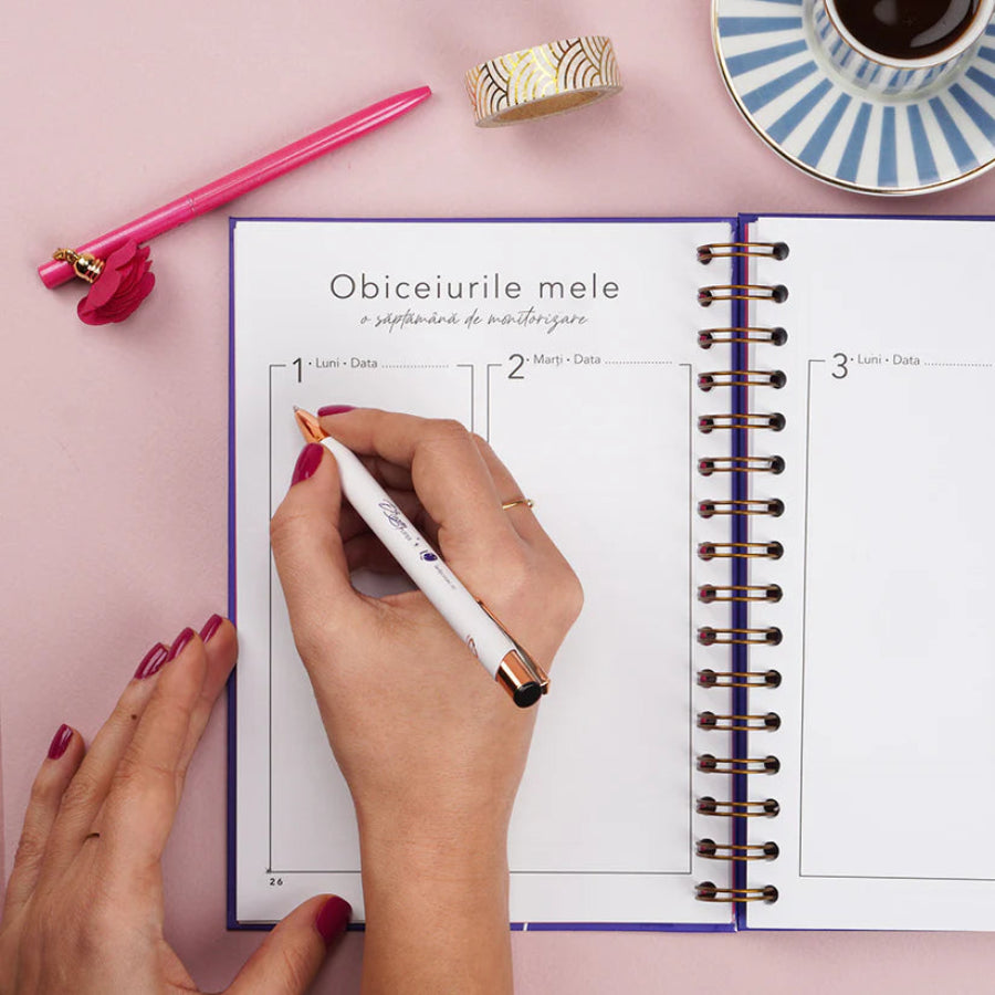 Planner format A5, nedatat, in limba romana, pentru obiceiuri si rutine sanatoase - Dreamplifier - monitorizare obiceiuri