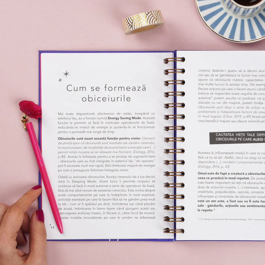 Planner format A5, nedatat, in limba romana, pentru obiceiuri si rutine sanatoase - Dreamplifier - cum se formeaza obiceiurile