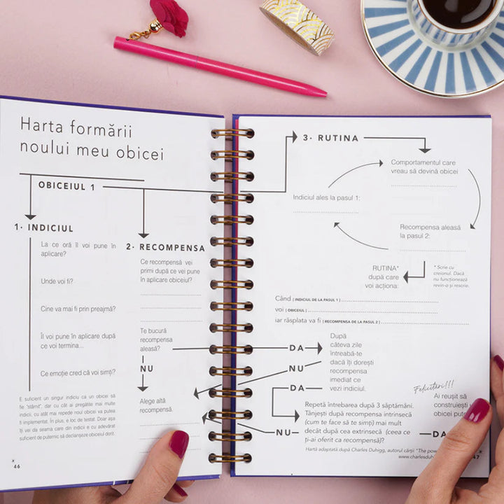 Planner format A5, nedatat, in limba romana, pentru obiceiuri si rutine sanatoase - Dreamplifier - harta formarii obiceiului