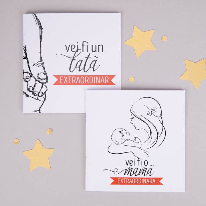 Set de felicitari de cuplu stil carticica pentru viitori parinti - Sperante pentru bebelusul nostru