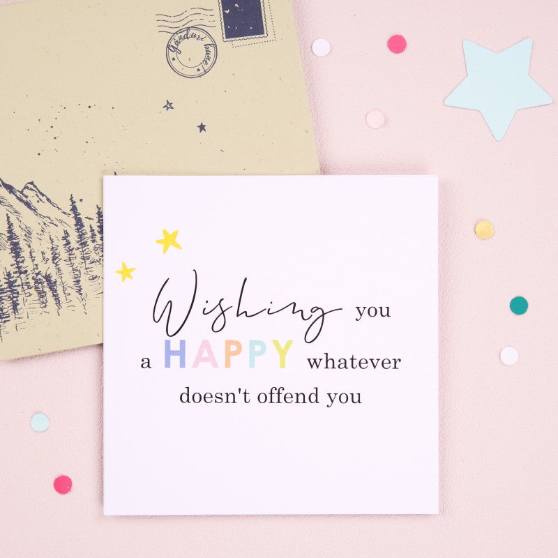Felicitare cu plic cadou amuzant de sarbatori pentru prieteni - Happy Everything - wonderstore