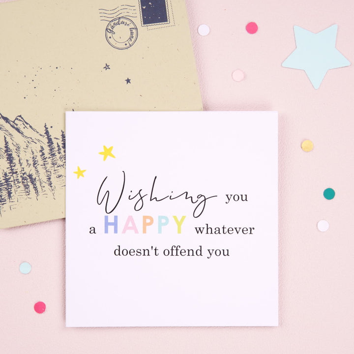 Felicitare cu plic cadou amuzant de sarbatori pentru prieteni - Happy Everything - wonderstore