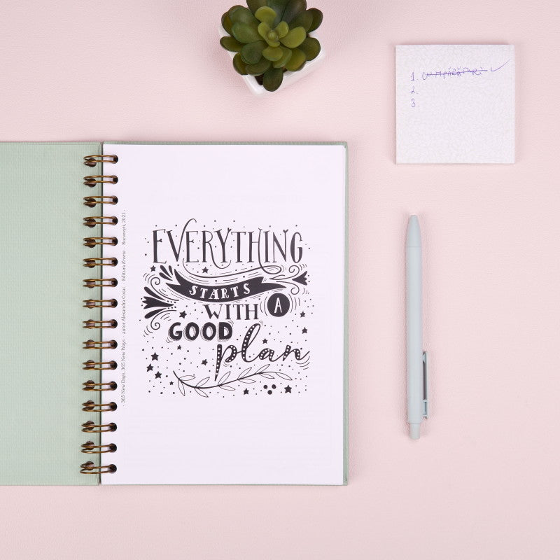 interior coperta - Planner A5 anual 365 Days - New Beginnings