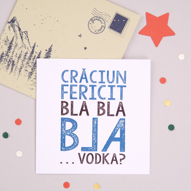 Felicitare amuzanta cadou de Craciun pentru prieteni - Vodka - cu plic - wonderstore